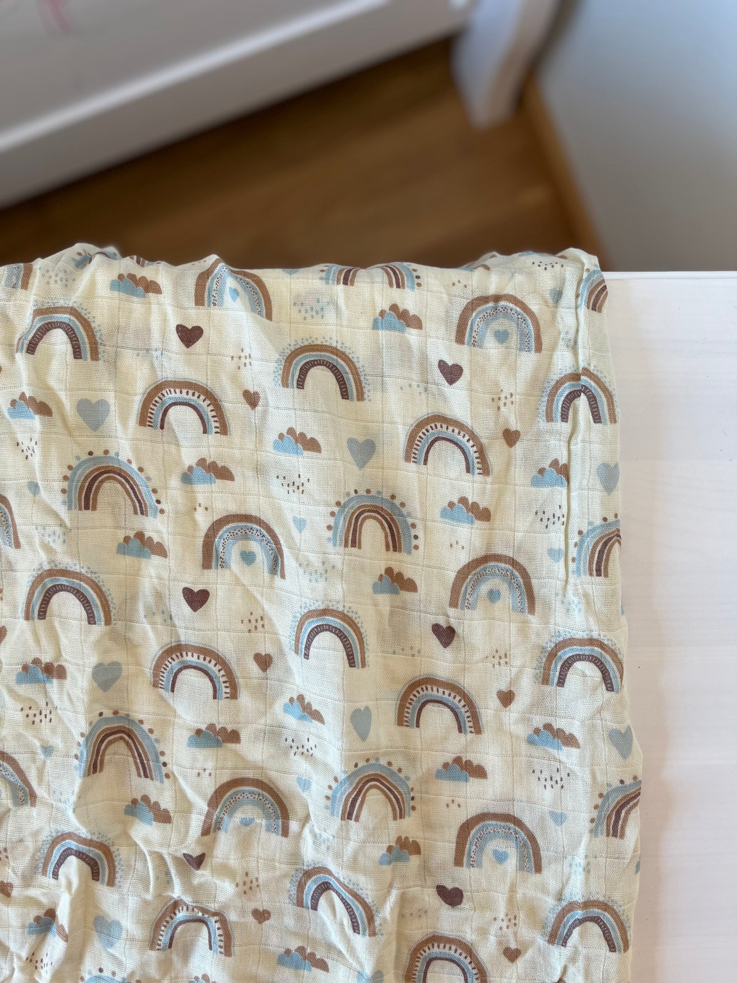 Musliintekk bambuse sisaldusega lastele suveks, randa, sauna, tekiks, swaddle, 110x110 cm