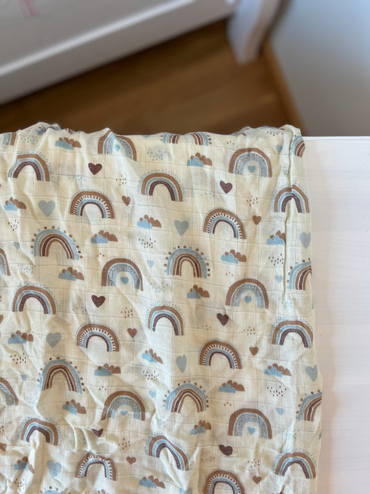 Musliintekk bambuse sisaldusega lastele suveks, randa, sauna, tekiks, swaddle, 110x110 cm