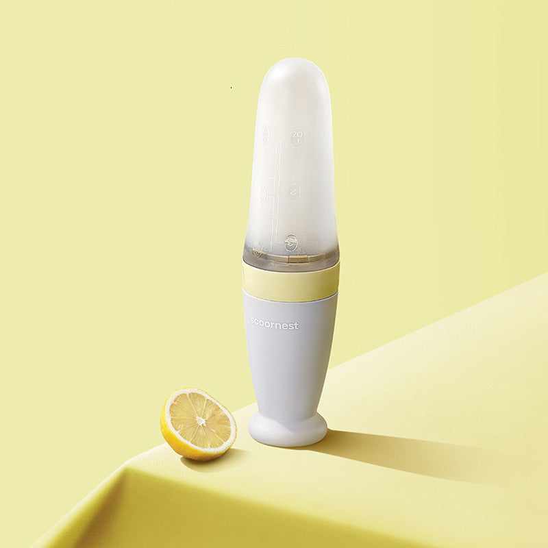 Silikoonist praktiline püreetuub-lusikas beebile