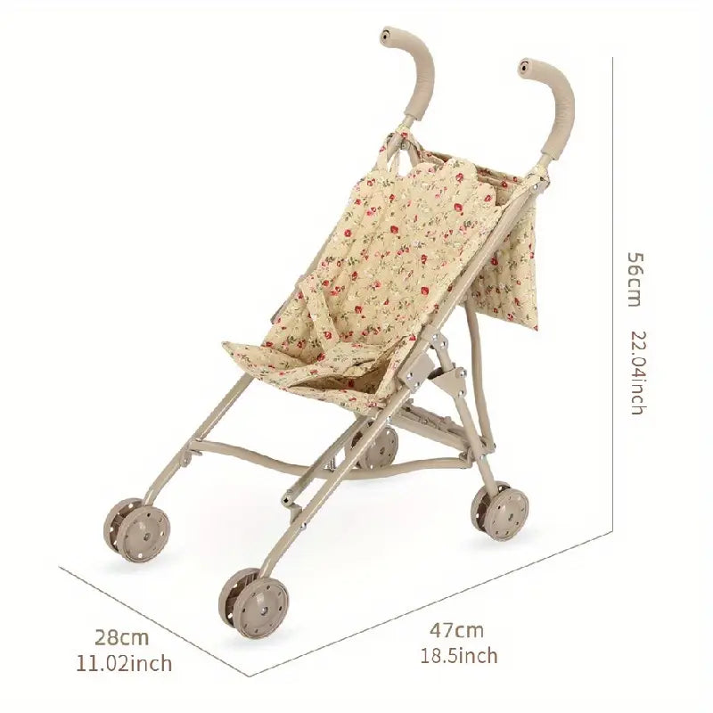 Võluv nuku jalutuskäru hoiukotiga – kokkupandav ja vastupidav mängukäru lastele