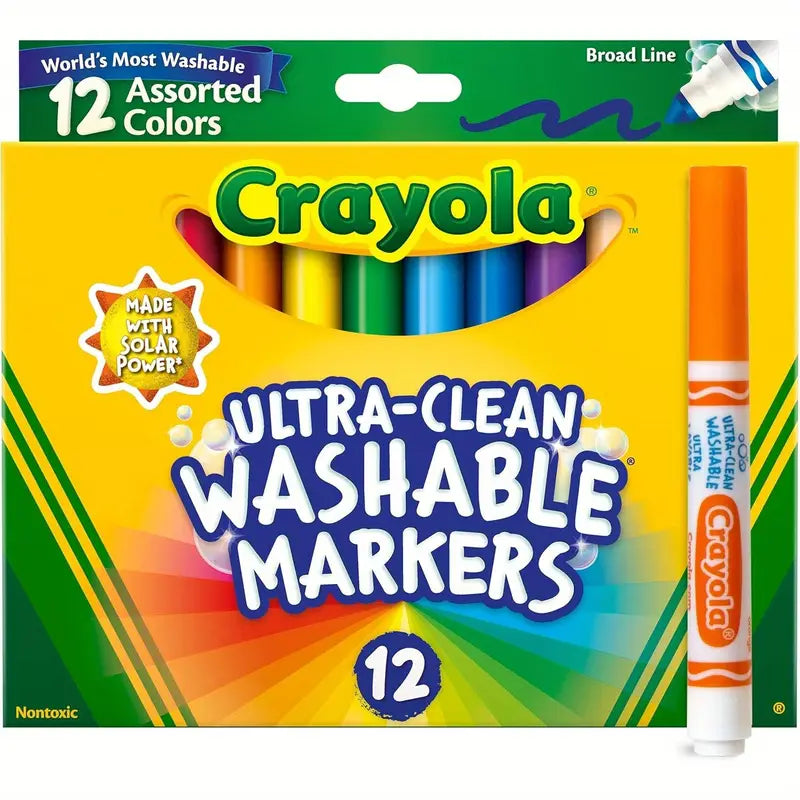 Crayola laia otsaga markerid (12 tk) – pestavad ja ideaalsed väikestele kunstnikele!