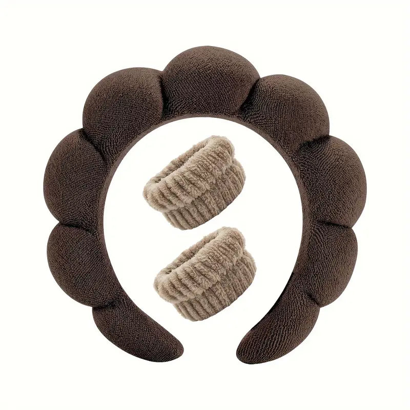 Spa käsna peapael ja käepaela komplekt, näo pesemise peapael, nahahoolduspeapaelad, meigi eemaldamiseks, dušši ja juuste aksessuaarid naistele – ideaalne kingitus