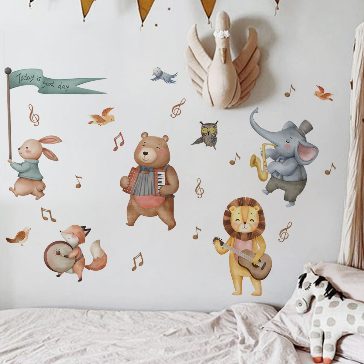 Loomade seinakleebis lastetuppa (30×90 cm)