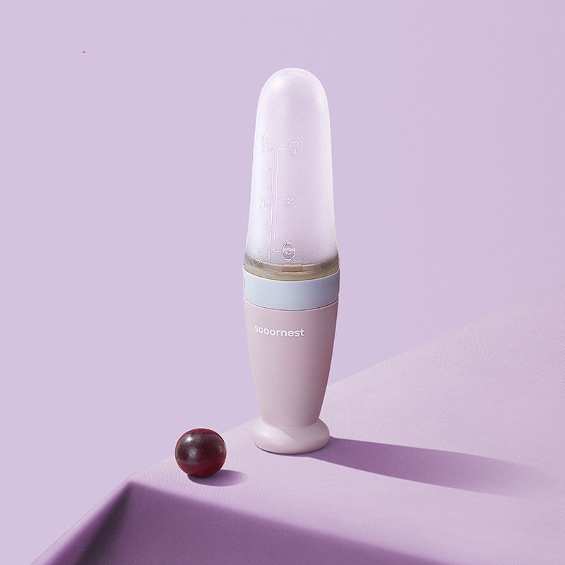 Silikoonist praktiline püreetuub-lusikas beebile