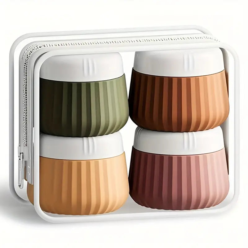 4 tk Silikoonist Taaskasutatavad Reisikonteinerid, TSA Heakskiidetud Õhutihedad Reisipurgid Kosmeetikatoodetele, Näo ja Keha Kreemile, Käsivoidele – Lõhnavabad Kergesti Kaasaskantavad Mini Kreemipurgid