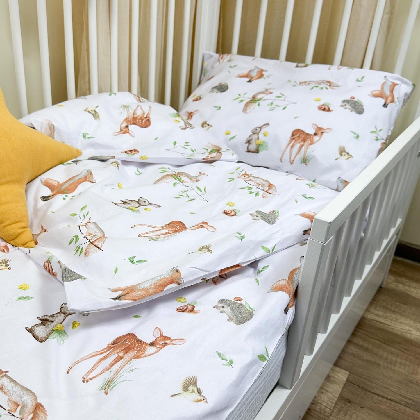 100% Puuvillased Voodipesu Komplekt, 100 x 135 cm + 40 x 60 cm, Metsamotiiv, YKK Tõmblukk, Täiuslik Kingitus Lastele