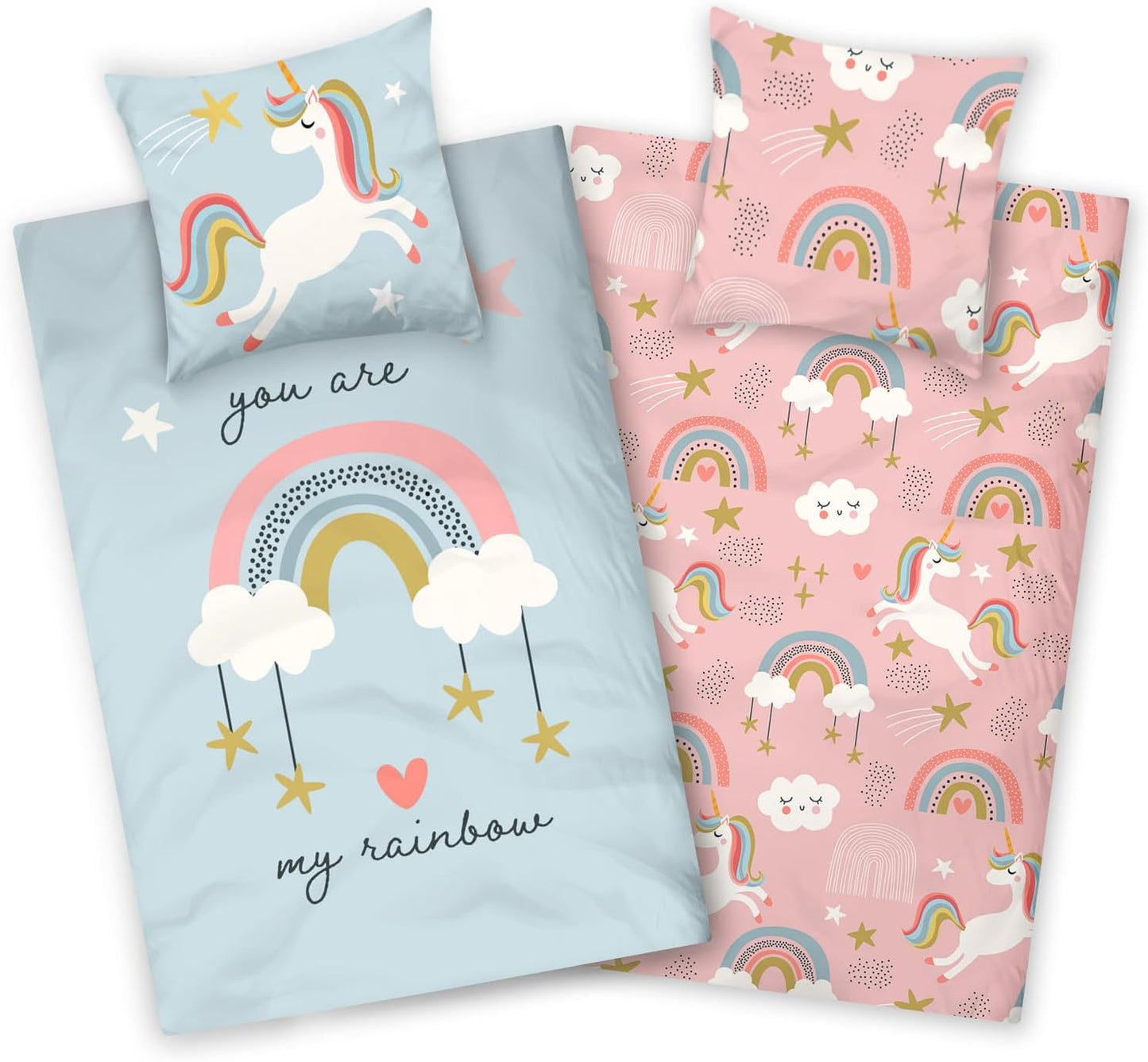 Laste Ükssarviku Voodipesu Komplekt, 135 x 200 cm, 100% Puuvill, Oeko-Tex