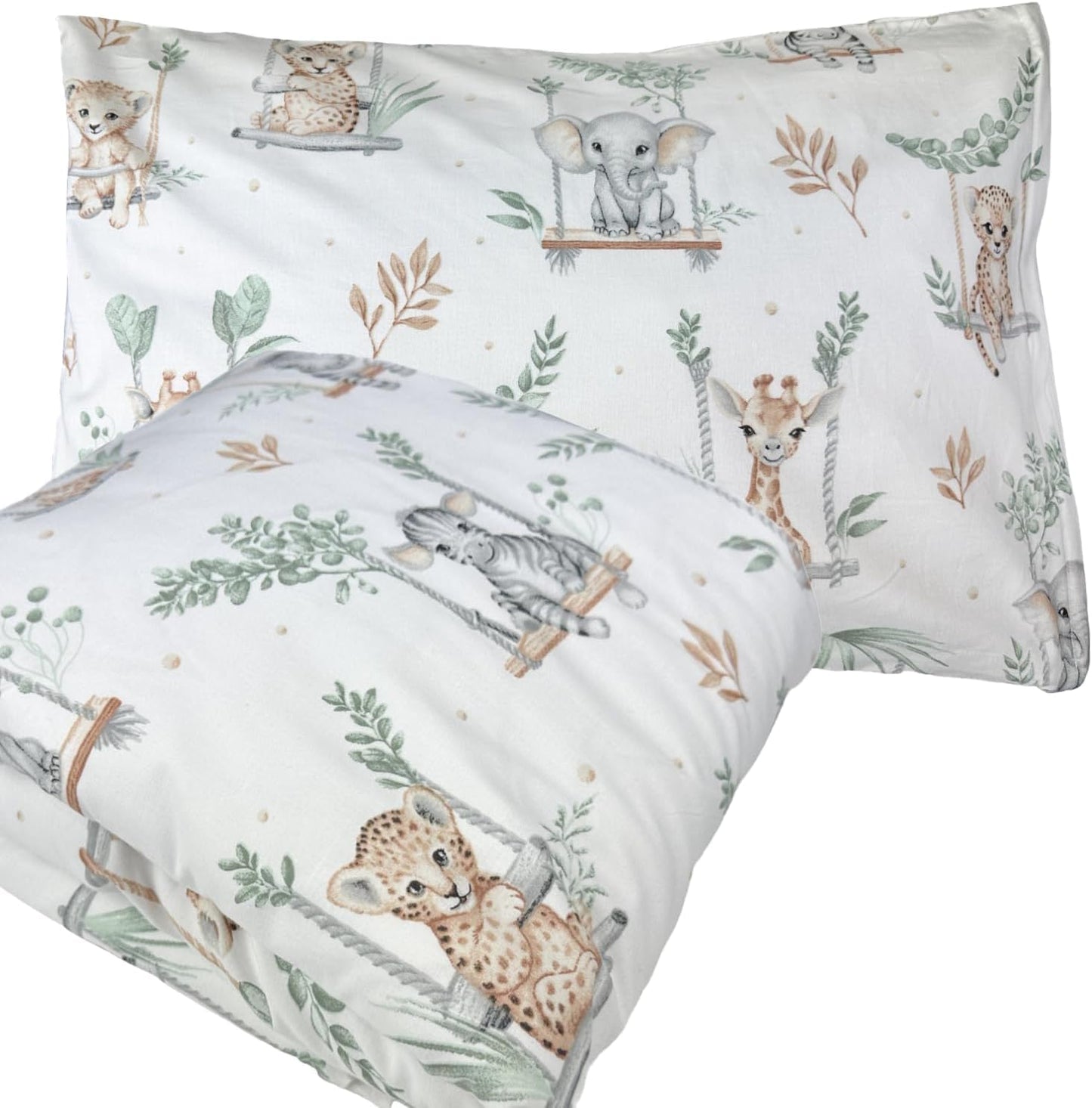 100% Puuvillased Voodipesu Komplekt, 100 x 135 cm + 40 x 60 cm, Metsamotiiv, YKK Tõmblukk, Täiuslik Kingitus Lastele