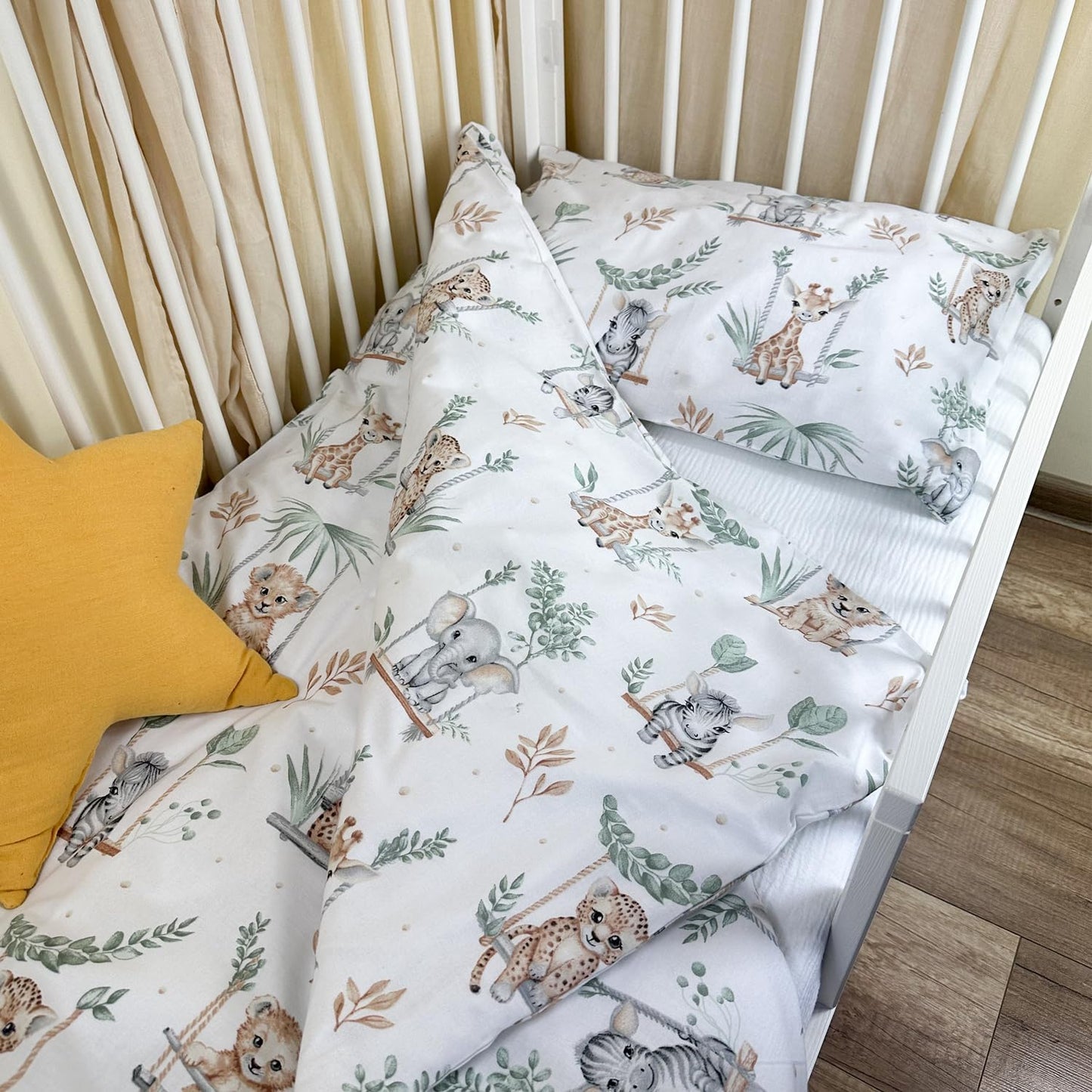 100% Puuvillased Voodipesu Komplekt, 100 x 135 cm + 40 x 60 cm, Metsamotiiv, YKK Tõmblukk, Täiuslik Kingitus Lastele