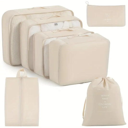 7-osaline Reisikorraldaja Komplekt – Multifunktsionaalsed Nailonist Ladustamiskotid Hingava Võrguga, Veekindel Kattekiht ja Vastupidavad Tõmblukud Riiete, Kingade ja Aksessuaaride jaoks