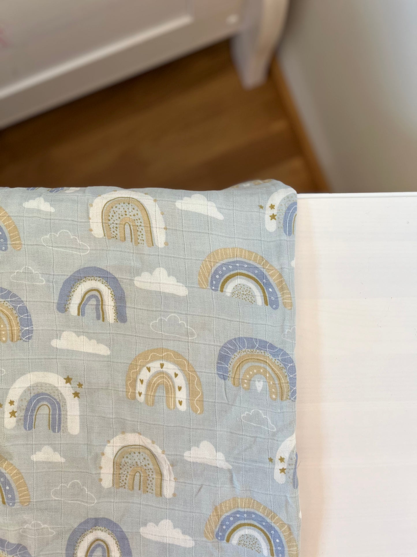 Musliintekk bambuse sisaldusega lastele suveks, randa, sauna, tekiks, swaddle, 110x110 cm