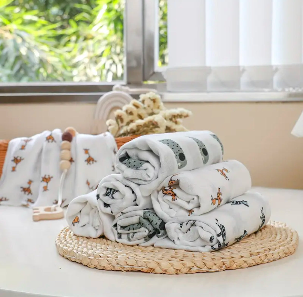 Bambuse (70%) ja musliinkanga (30%) segu lappide komplekt 6 tk 70x70 cm