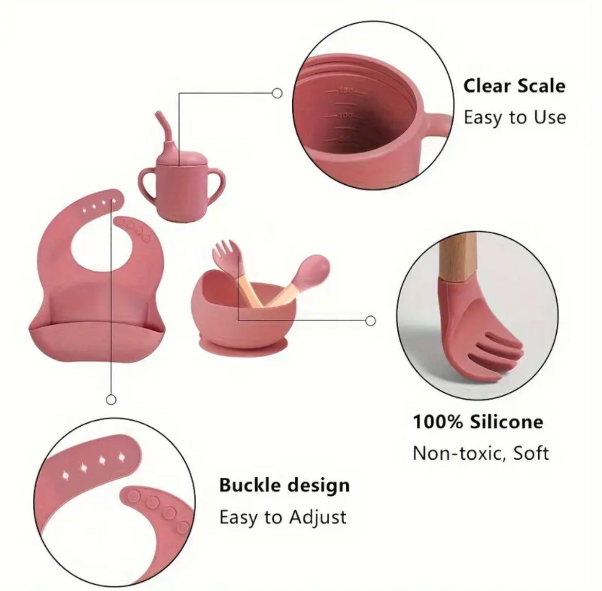 Ohutust silikoonist lauanõude komplekt lastele