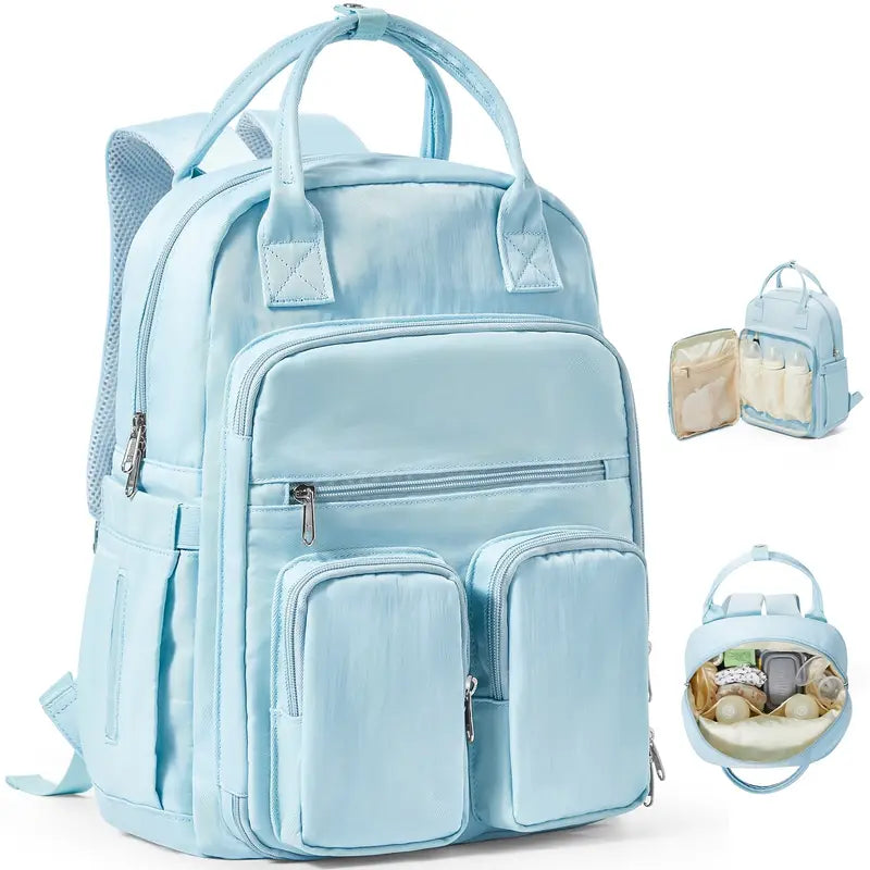 Mahukas ja kerge sinine mähkmekott/seljakott