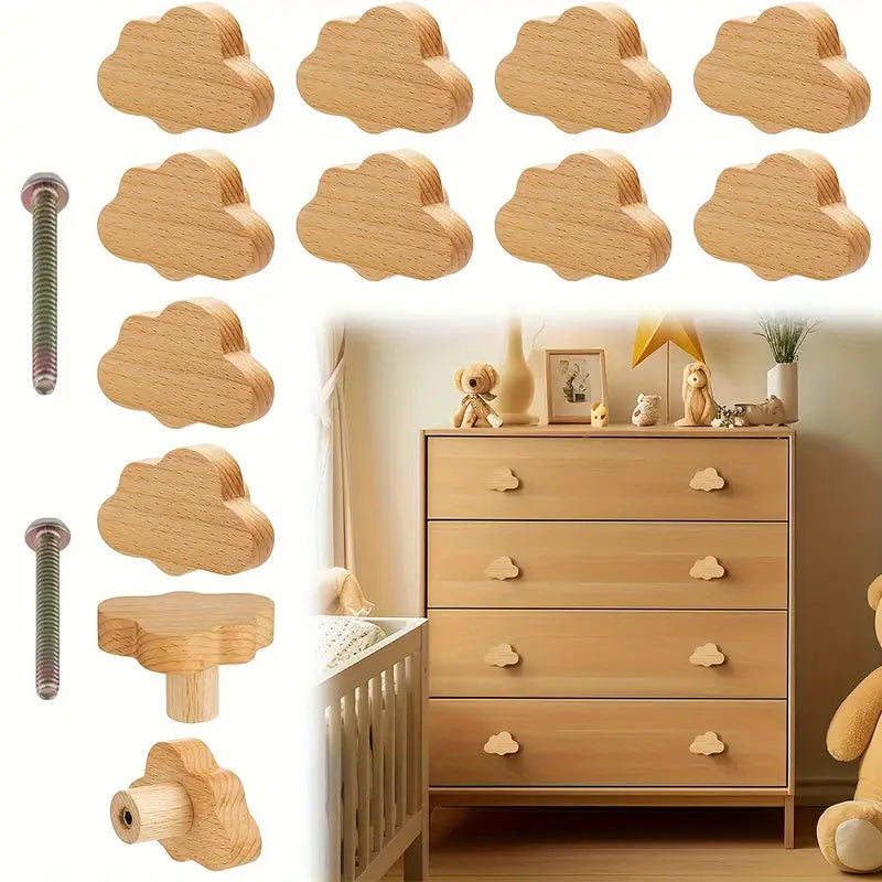 8 tk Boheemlasest Käepide, Loomulik Kaskpuust Sahtli Nupp, Pilvekujuline Puidust Läbipaistev Tõmblukk, Kaasas Kaks Erinevat Suurust Kruvi, Sobib Kapidele, Mööblile, Sahtlitele