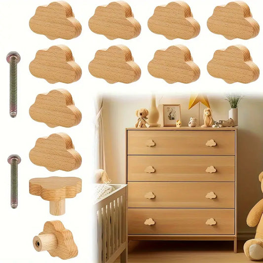 8 tk Boheemlasest Käepide, Loomulik Kaskpuust Sahtli Nupp, Pilvekujuline Puidust Läbipaistev Tõmblukk, Kaasas Kaks Erinevat Suurust Kruvi, Sobib Kapidele, Mööblile, Sahtlitele