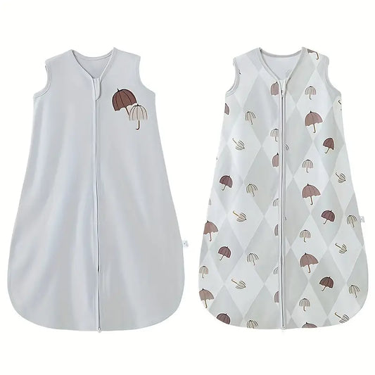 Uus Kaheosaline Suvine Laste Magamiskoti Komplekt – Ühekihiline, Puhas Puuvill, Varrukateta, 0.5 TOG