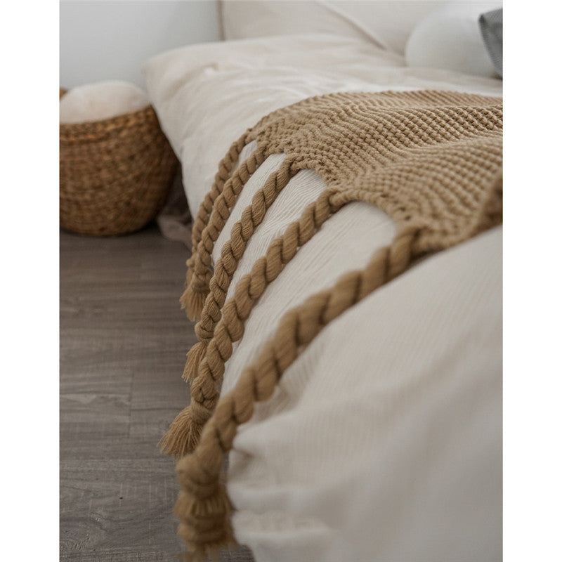Põhjamaine lihtne Villane Kootud Tekk 130×170 cm