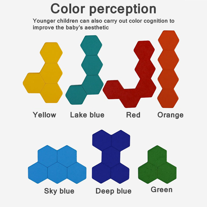 Puidust tangram pusle – kuusnurga kujuline loogikamäng