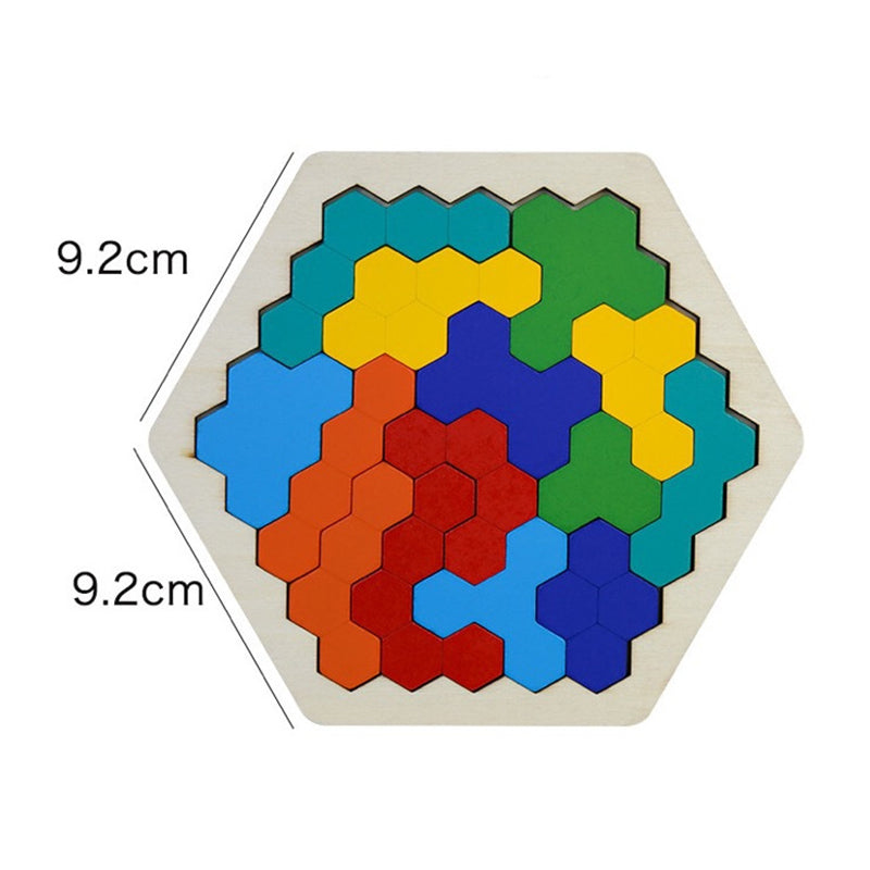 Puidust tangram pusle – kuusnurga kujuline loogikamäng