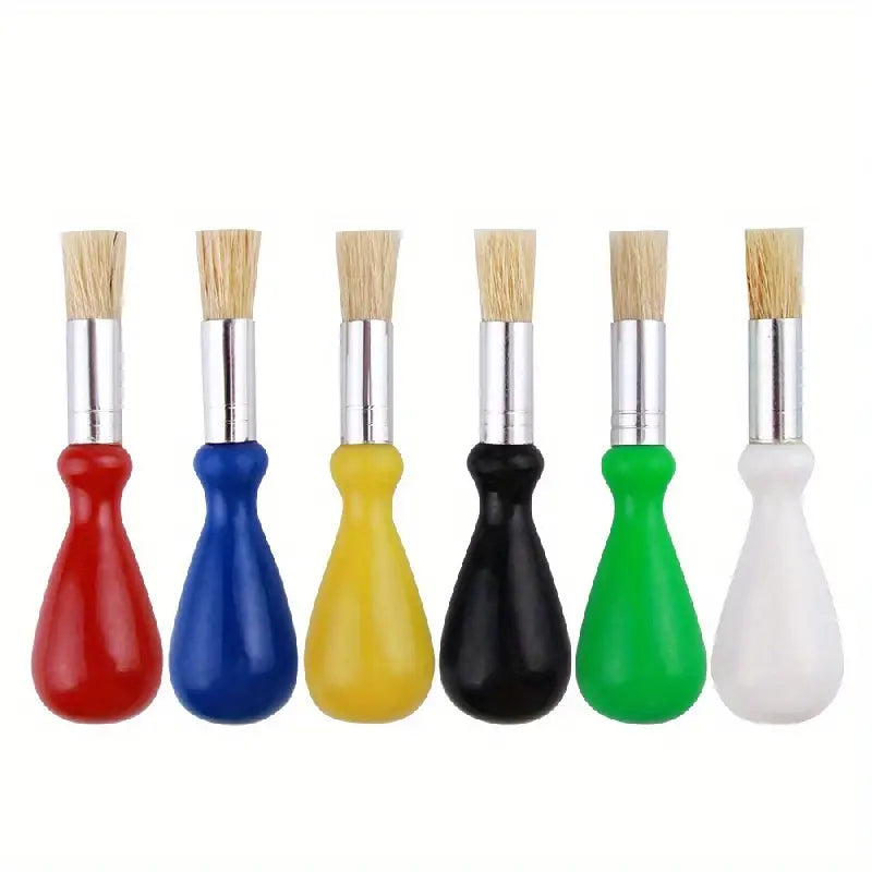 6-osaline laste pintslite komplekt värvikate käepidemetega – vastupidav plastik ja metssea harjased, ideaalne õli- ja akrüülmaalideks