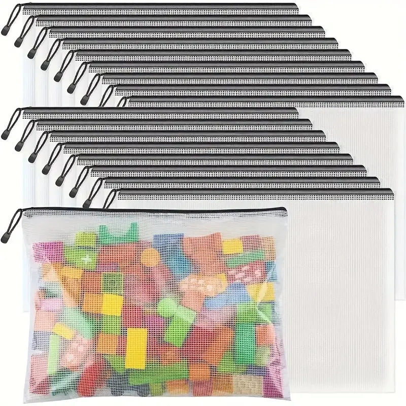 9-osaline suurte sahtlitega võrktaskute komplekt – A6/A5/A4 formaadis lukuga dokumendikotid