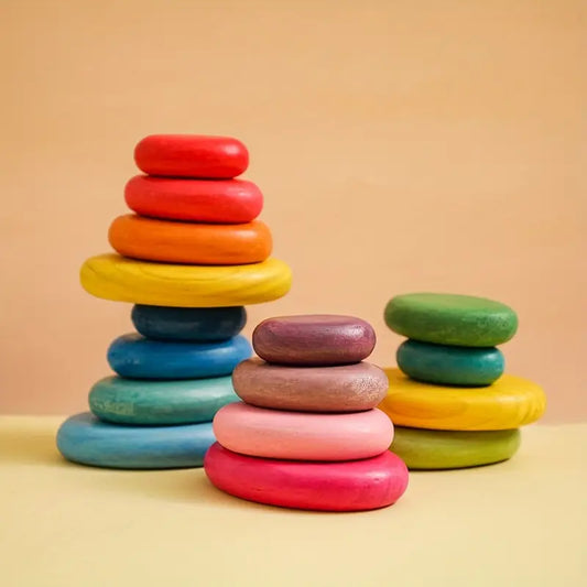 Rainbow Stacking Blocks – Värvikas Puidust Torn varajase õppe ja värvituvastuse jaoks, Täiuslik Sünnipäevakingitus