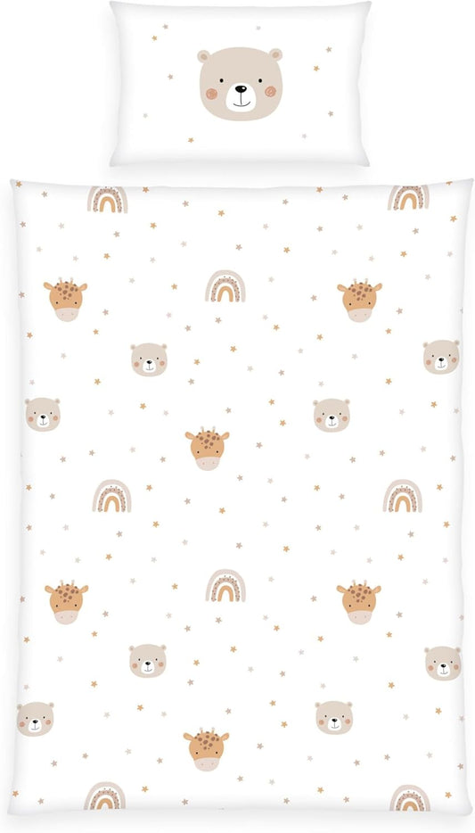 Talvevoodipesu, Padjapüür 40 x 60 cm Ümbrikuga, Voodipesukate 100 x 135 cm Tõmblukuga, 100% Puuvill/Flanell, Valge