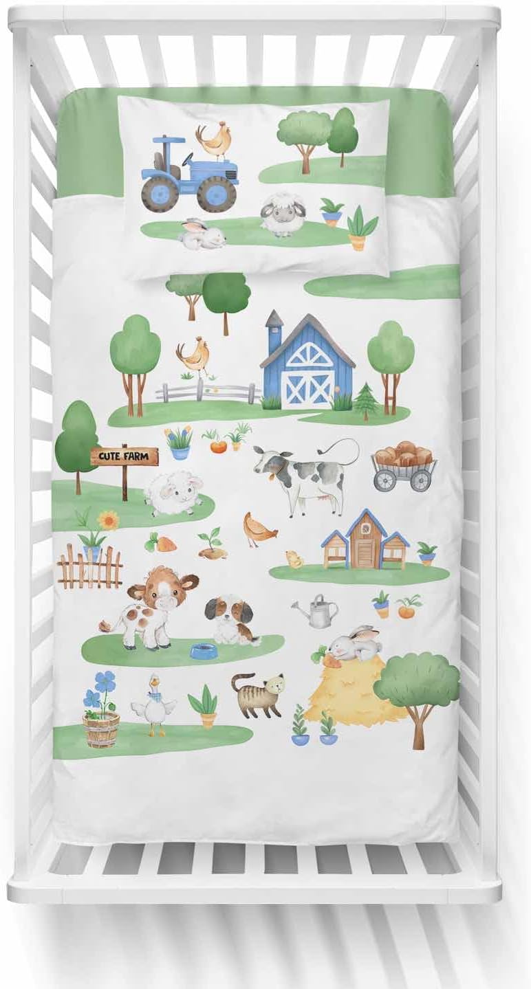 Laste Voodipesu Komplekt Talumotiiviga, 100 x 135 cm, 100% Puuvill, Tõmblukuga