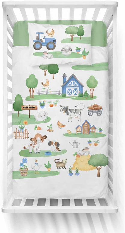 Laste Voodipesu Komplekt Talumotiiviga, 100 x 135 cm, 100% Puuvill, Tõmblukuga