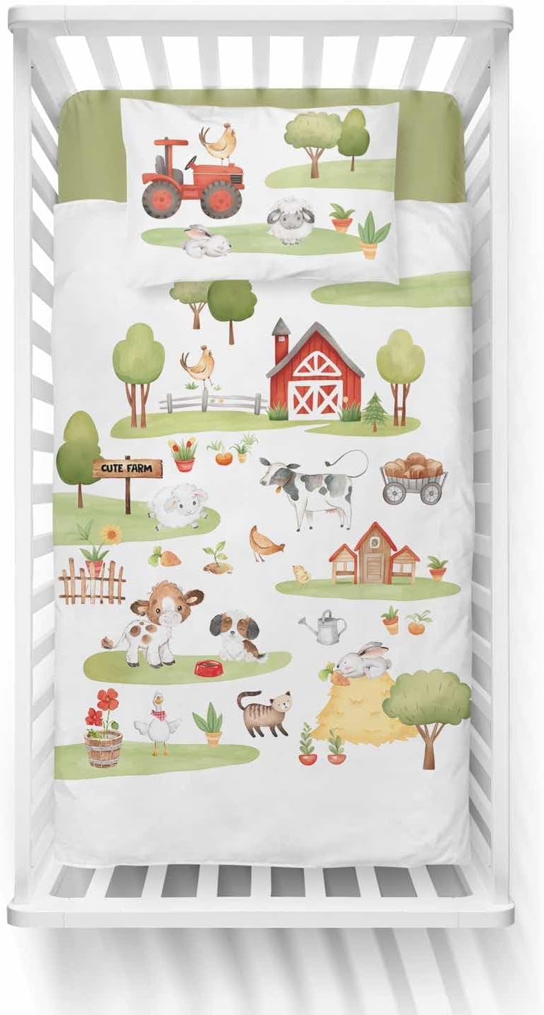 Laste Voodipesu Komplekt Talumotiiviga, 100 x 135 cm, 100% Puuvill, Tõmblukuga