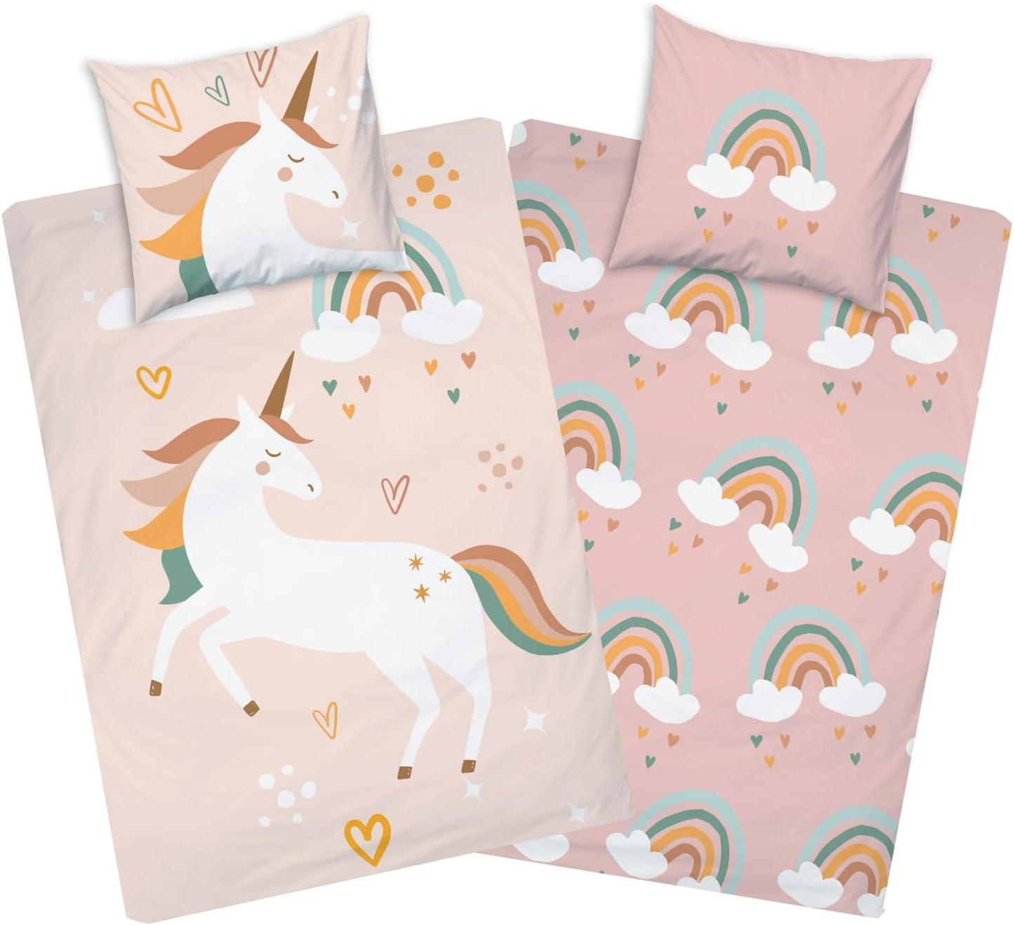 Laste Voodipesu Komplekt Ükssarviku Motiiviga, 135 x 200 cm, 100% Puuvill, Oeko-Tex