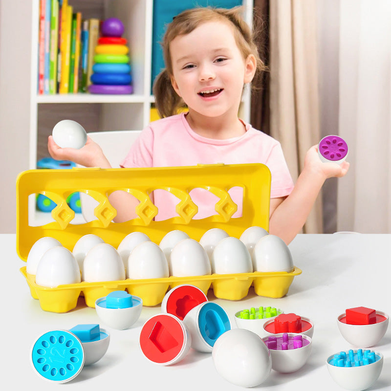 Montessori stiilis munade pusle – kuju ja värvi sobitamise mäng