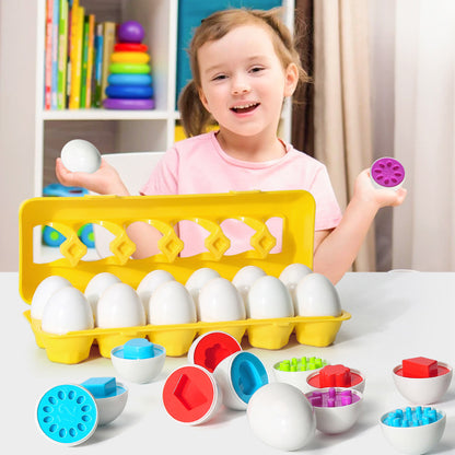 Montessori stiilis munade pusle – kuju ja värvi sobitamise mäng