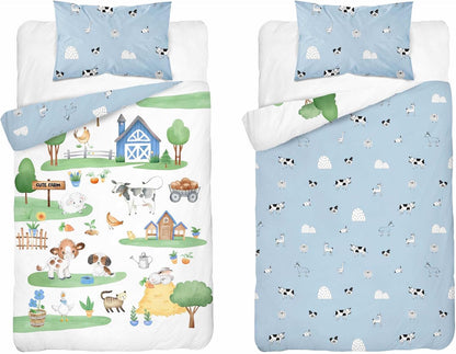 Laste Voodipesu Komplekt Talumotiiviga, 100 x 135 cm, 100% Puuvill, Tõmblukuga