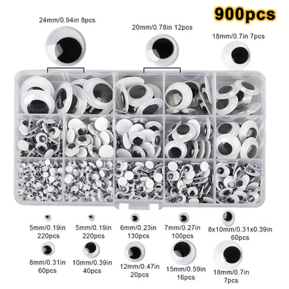 900-osaline iseliimuvate liikuvate silmade komplekt – erinevad suurused loovaks meisterdamiseks!