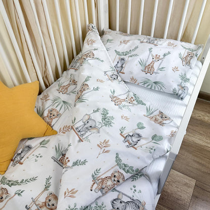 100% Puuvillased Voodipesu Komplekt, 100 x 135 cm + 40 x 60 cm, Metsamotiiv, YKK Tõmblukk, Täiuslik Kingitus Lastele