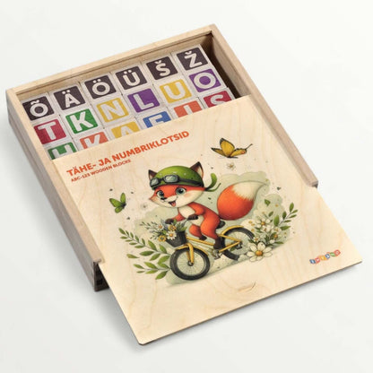 Puidust tähe- ja numbrikuubikud – 36 tk