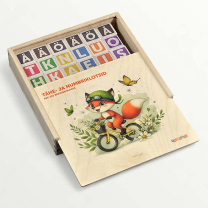 Puidust tähe- ja numbrikuubikud – 36 tk