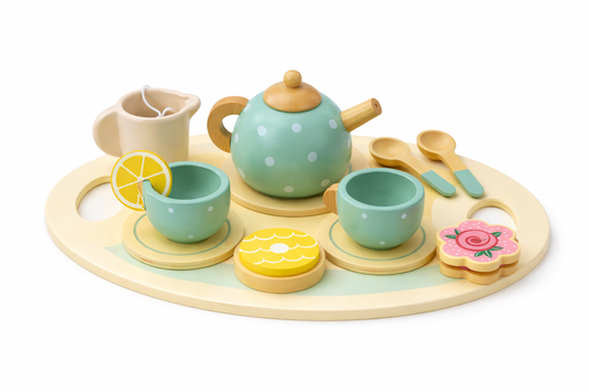 15-osaline puidust tee- ja kohviserviis lastele