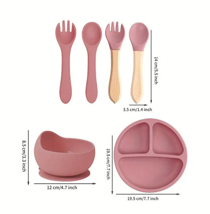 Laste ohutust silikoonist lauanõude komplekt