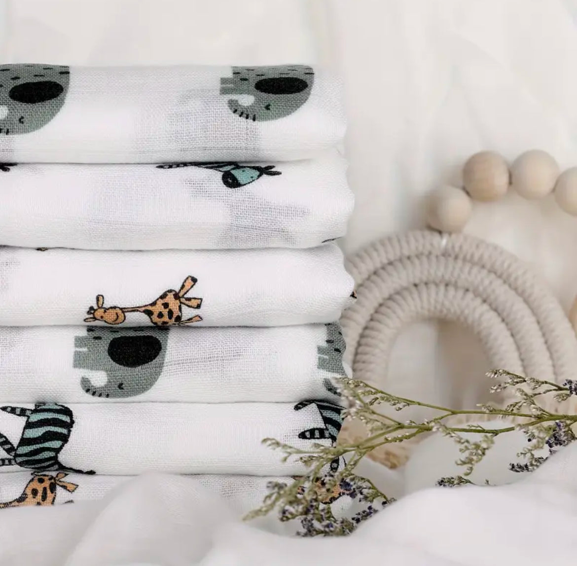 Bambuse (70%) ja musliinkanga (30%) segu lappide komplekt 6 tk 70x70 cm