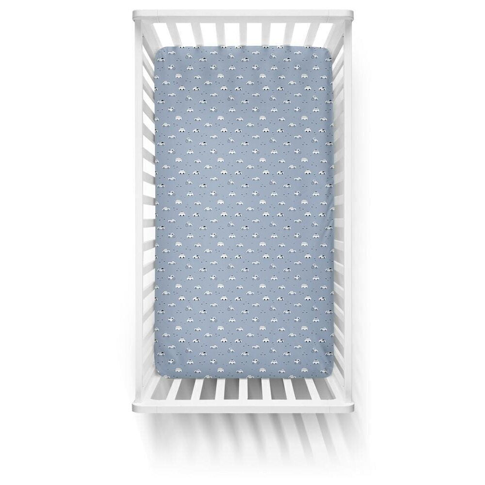 Ankras kummiga voodilina 120x60 autod sinine