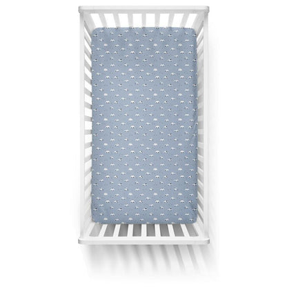 Ankras kummiga voodilina 120x60 autod sinine