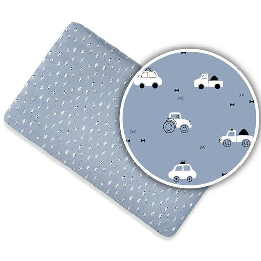 Ankras kummiga voodilina 120x60 autod sinine