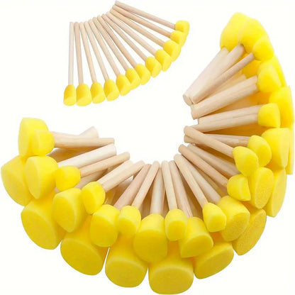 24-osaline kollaste käsna-pintslite komplekt – ümmarguse seenekujulise otsaga, ideaalne graffiti, maalimise ja kunstiprojektide jaoks