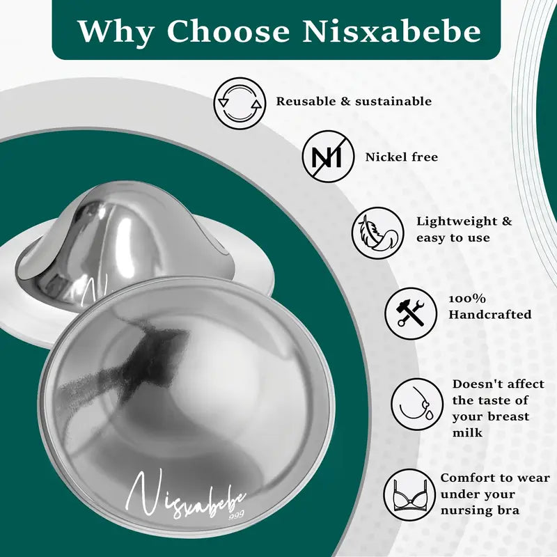 Silvery Nursing Cups – Vasega Nibukaitsmed + 2 Silikoonist Kaitserõngast