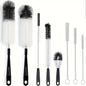 8-osaline Pudeli Harja Komplekt – Pikkade Käepidemetega Musta Värvi Harjad Kitsastele Pudelitele, Termosidele, Kõikide Üksikasjalike Puhastusvahenditega
