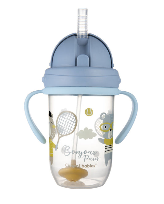 Mittelekkiv pudel kõrrega Canpol Babies BONJOUR PARIS, 6 kuud+, 270 ml, sinine